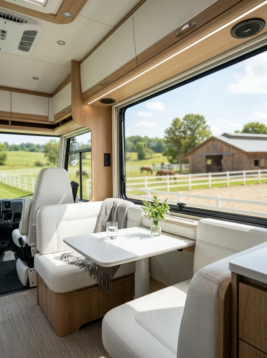 Luxury WEC Ocala RV rental unit parked near the equestrian center arenas