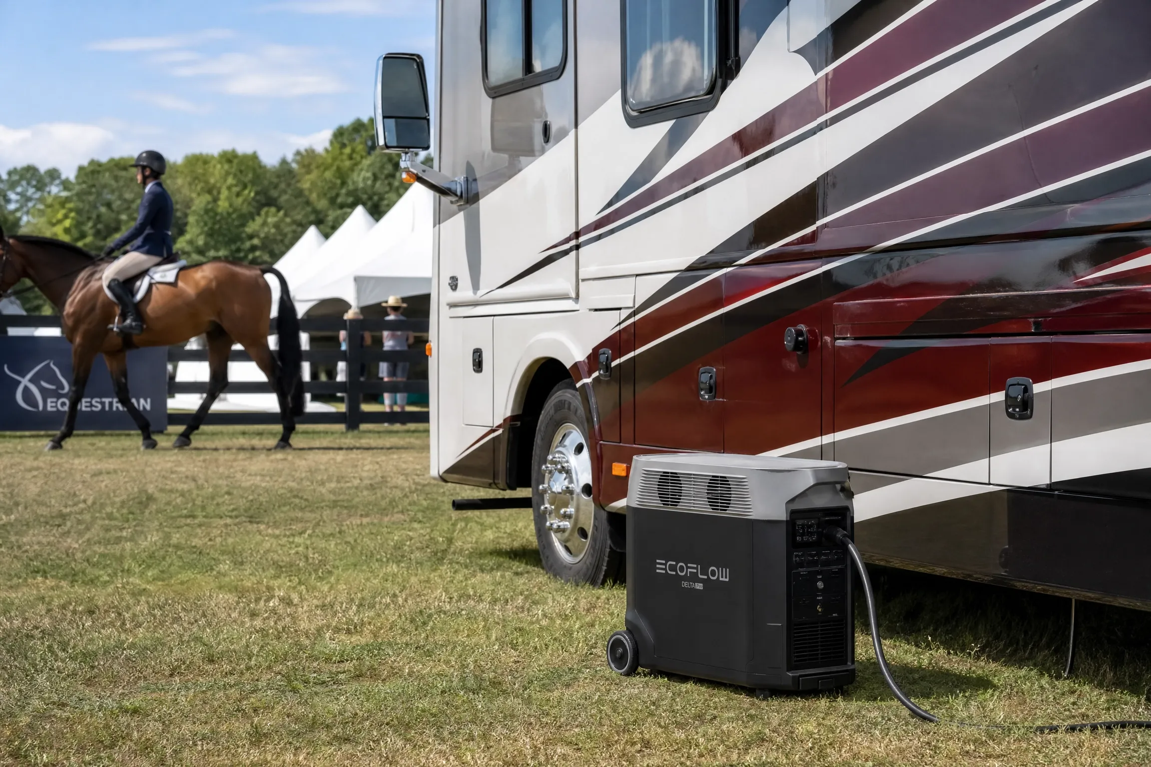 Quiet, high-capacity generator for RV at WEC Ocala, uninterrupted power supply